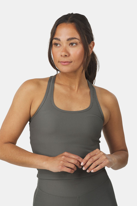Röhnisch Ribbed R Tank Dames dark khaki