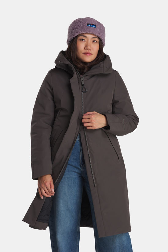 Krakatau Wear Gaia Technical Fabric Long Parka Dames Olive Green