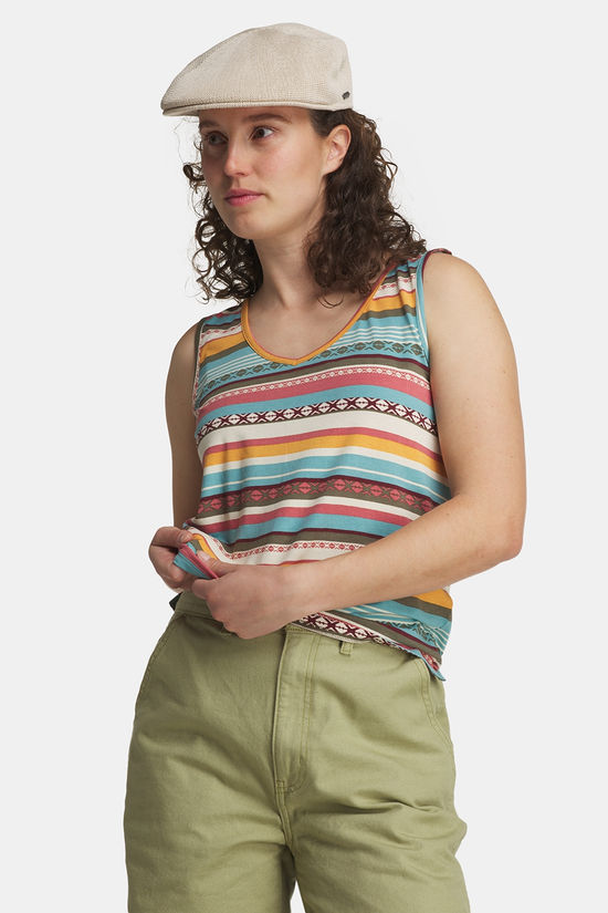 Sherpa Neha V-Neck Tank Top Dames Mid Blue/Ass. Geometric