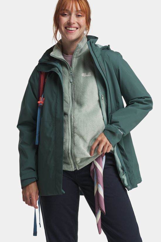 Jack Wolfskin Rotwand 3-In-1 Jas Dames Dark Green/Dark Green