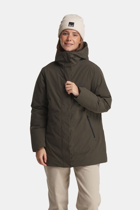 Jack Wolfskin Fiora Bay Long Gevoerde Jas Dames dark khaki