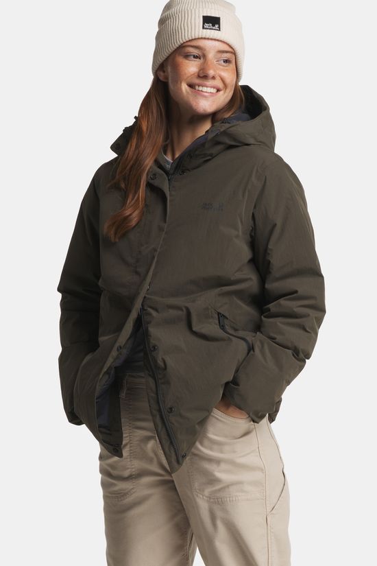 Jack Wolfskin Fiora Bay Long Gevoerde Jas Dames dark khaki