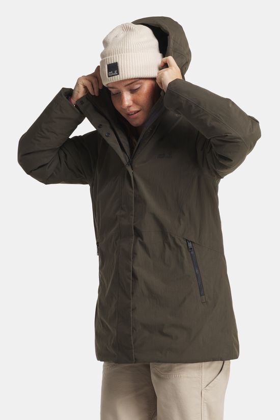 Jack Wolfskin Fiora Bay Long Gevoerde Jas Dames dark khaki