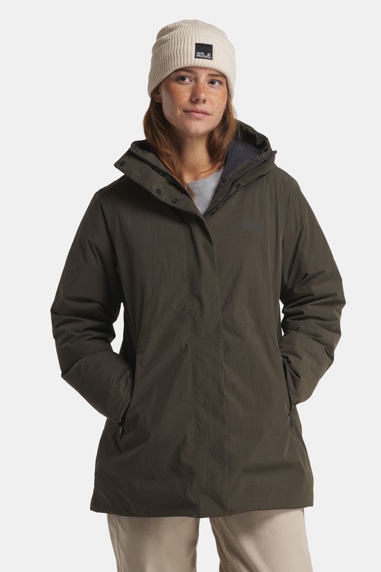 Jack Wolfskin Fiora Bay Long Gevoerde Jas Dames dark khaki