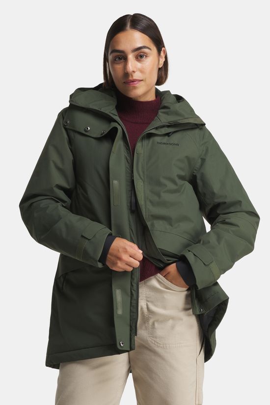 Didriksons Essa Gevoerde Jas Dames dark green