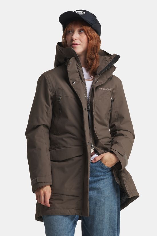 Didriksons Felia Gevoerde Parka Dames mid brown