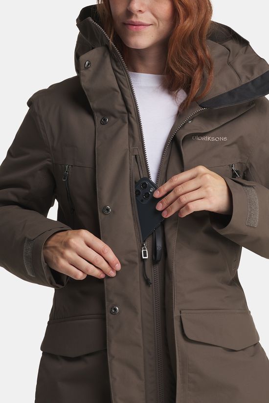 Didriksons Felia Gevoerde Parka Dames mid brown
