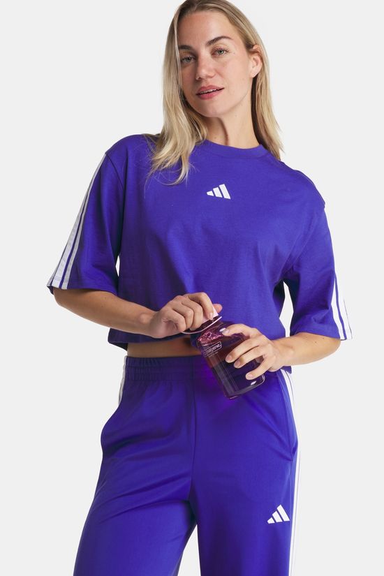 adidas Essentials 3-Stripes Cotton Loose T-Shirt Dames purple/white