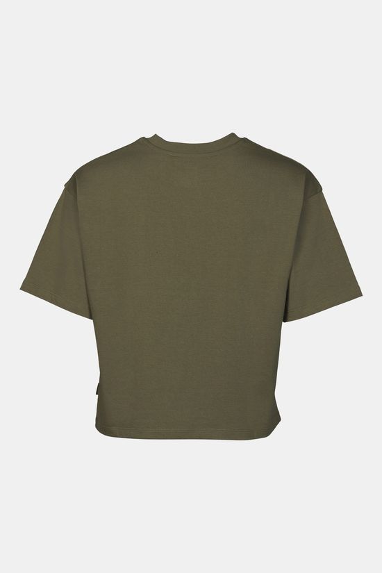 Ayacucho Cropped Mini Embroidery Tee Dames Olive Green