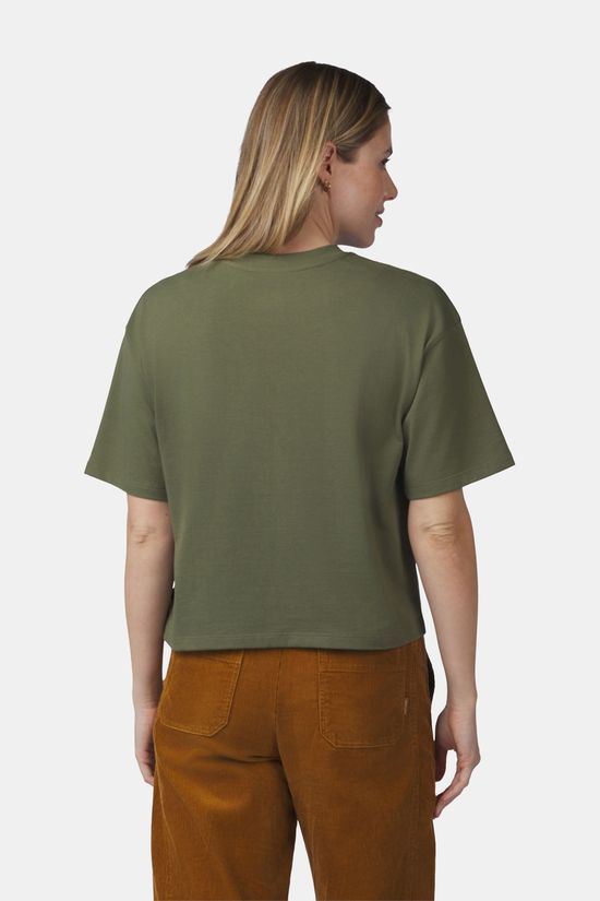 Ayacucho Cropped Mini Embroidery Tee Dames Olive Green