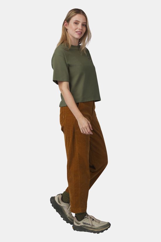 Ayacucho Cropped Mini Embroidery Tee Dames Olive Green