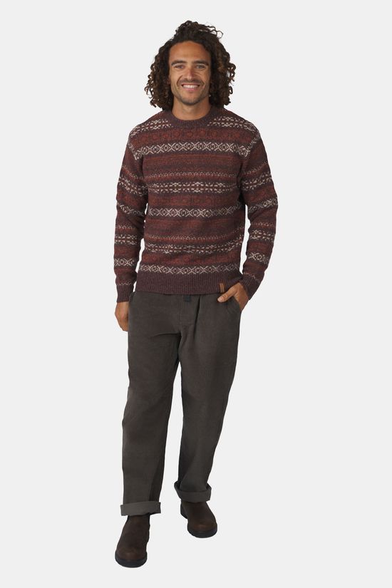 Ayacucho Coniston Fair Isle Crew Neck Trui dark brown/copper