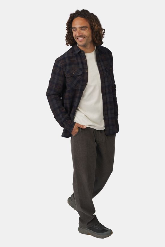 Ayacucho Ember Heavy Flannel Check Longsleeve Overhemd dark blue/brown