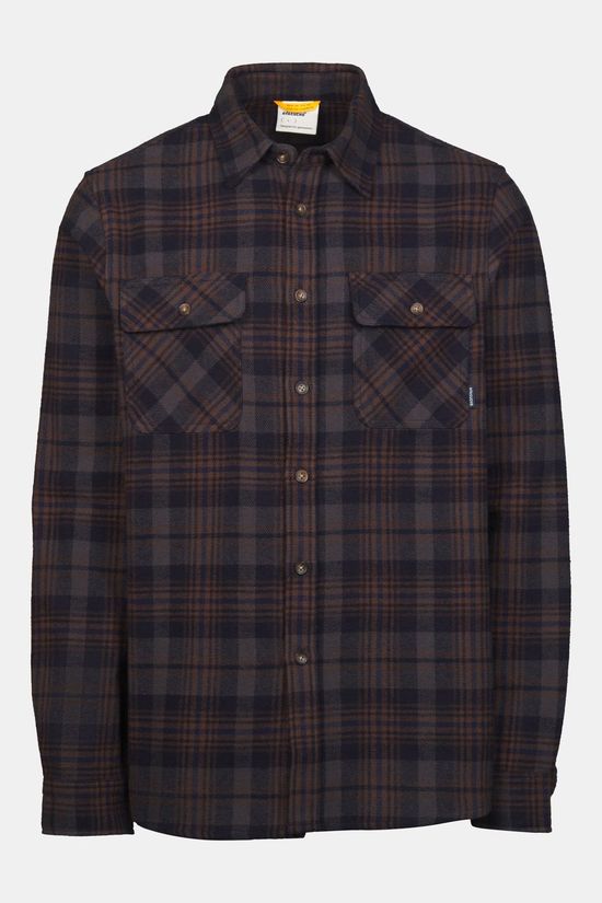 Ayacucho Ember Heavy Flannel Check Longsleeve Overhemd dark blue/brown