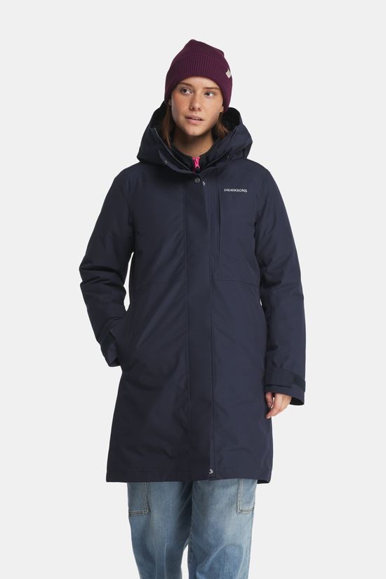 Didriksons Ava Wms Parka Gevoerde Jas Dames Blauw