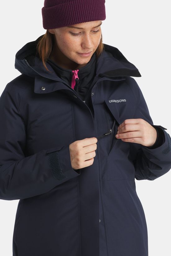 Didriksons Ava Wms Parka Gevoerde Jas Dames dark blue