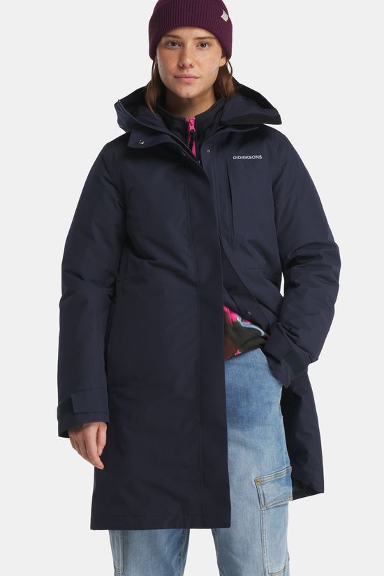 Didriksons Ava Wms Parka Gevoerde Jas Dames dark blue
