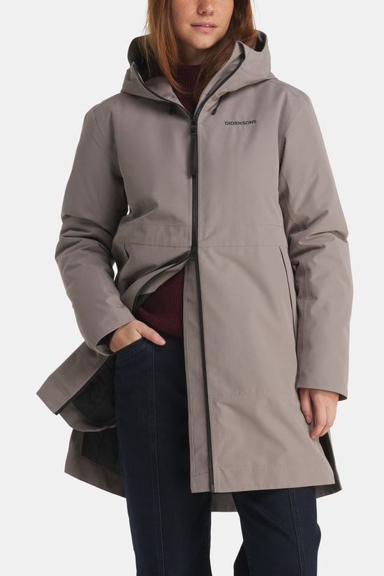 Didriksons Vera Womens Parka Gevoerde Jas Dames Taupe