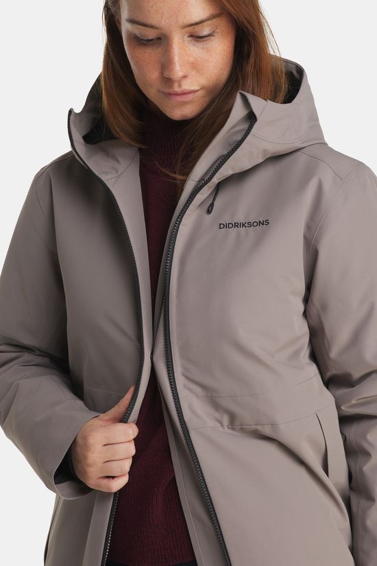 Didriksons Vera Womens Parka Gevoerde Jas Dames Taupe