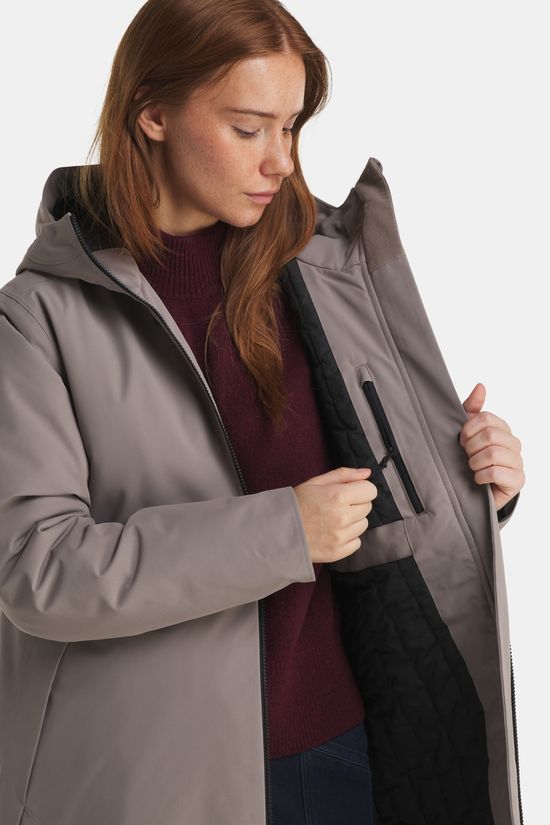 Didriksons Vera Womens Parka Gevoerde Jas Dames Taupe