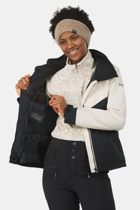 Roxy Free Jet Block Jk Ski-Jas Dames Off White/Black