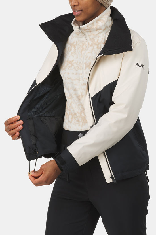 Roxy Free Jet Block Jk Ski-Jas Dames Off White/Black
