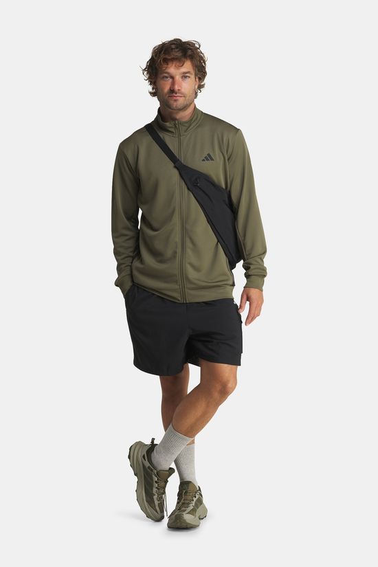 adidas The Workout Essentials All-Set 3-Stripes Knit Track Top Olive Green