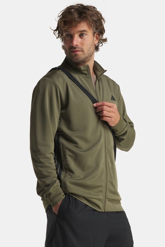 adidas The Workout Essentials All-Set 3-Stripes Knit Track Top Olive Green