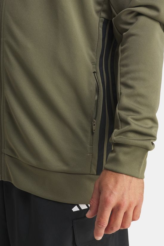 adidas The Workout Essentials All-Set 3-Stripes Knit Track Top Olive Green