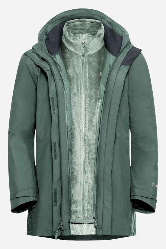 Jack Wolfskin Rotwand 3-In-1 Jas Dames Dark Green/Dark Green