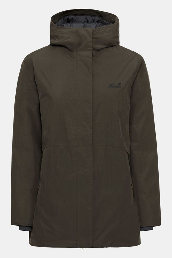 Jack Wolfskin Fiora Bay Long Gevoerde Jas Dames dark khaki
