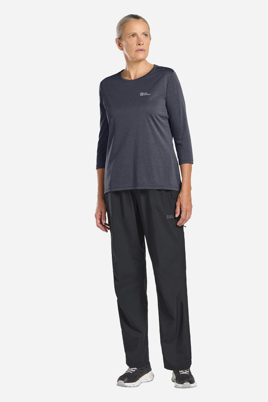 Jack Wolfskin Crosstrail 3/4 Sleeve Tee Shirt Dames dark grey