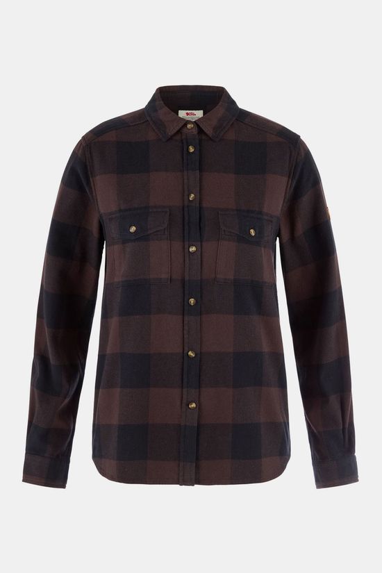 Fjällräven Övik Heavy Flannel Shirt Dames black/brown