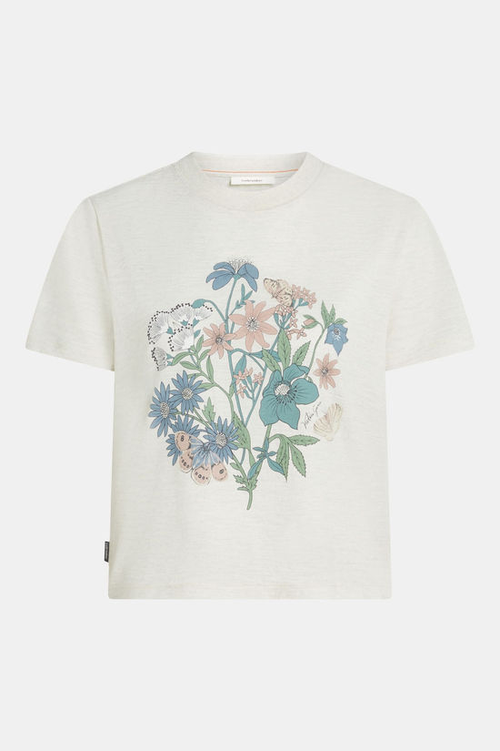 icebreaker Merino 150 Tech Lite Flora Crop Tee Ecru