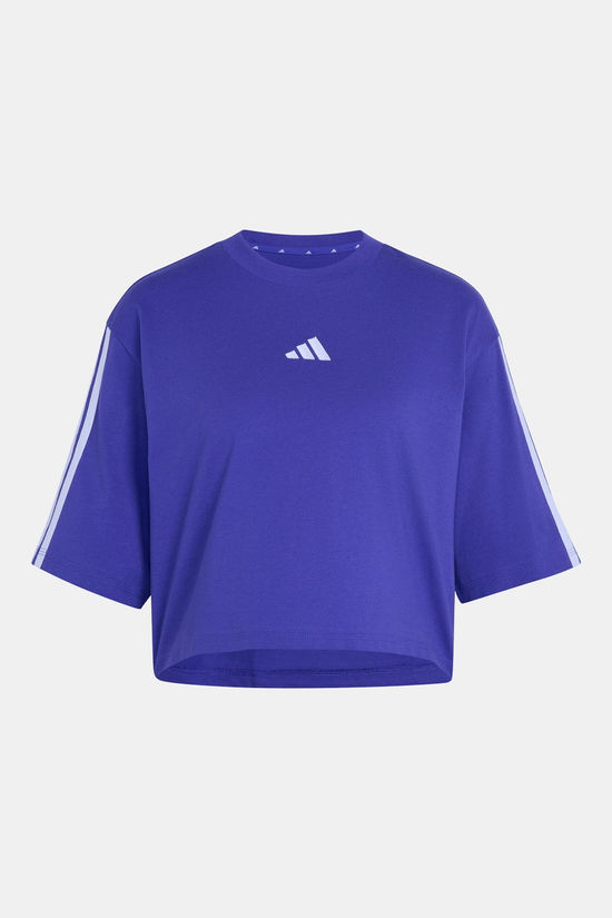 adidas Essentials 3-Stripes Cotton Loose T-Shirt Dames purple/white