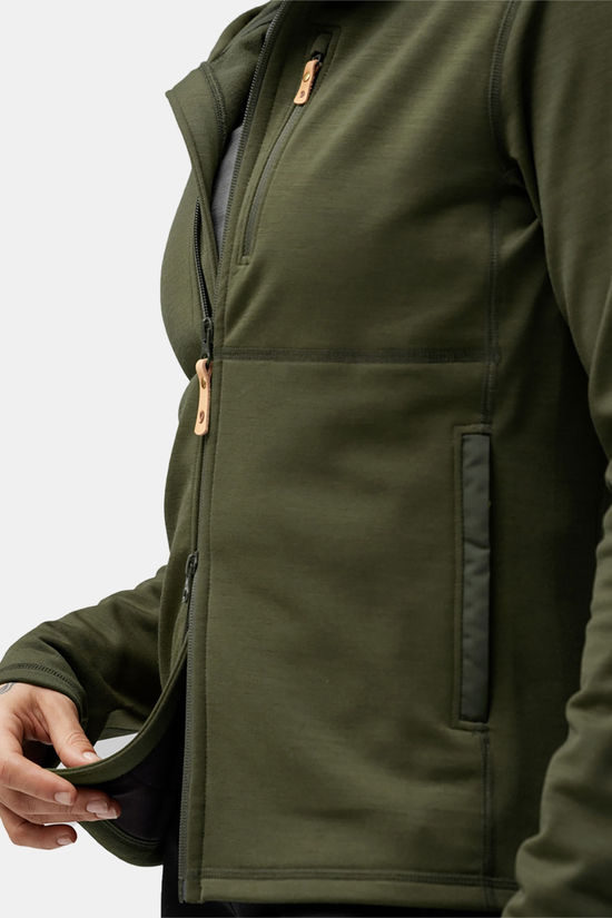 Fjällräven Keb Hoodie Fleecevest Dames dark khaki