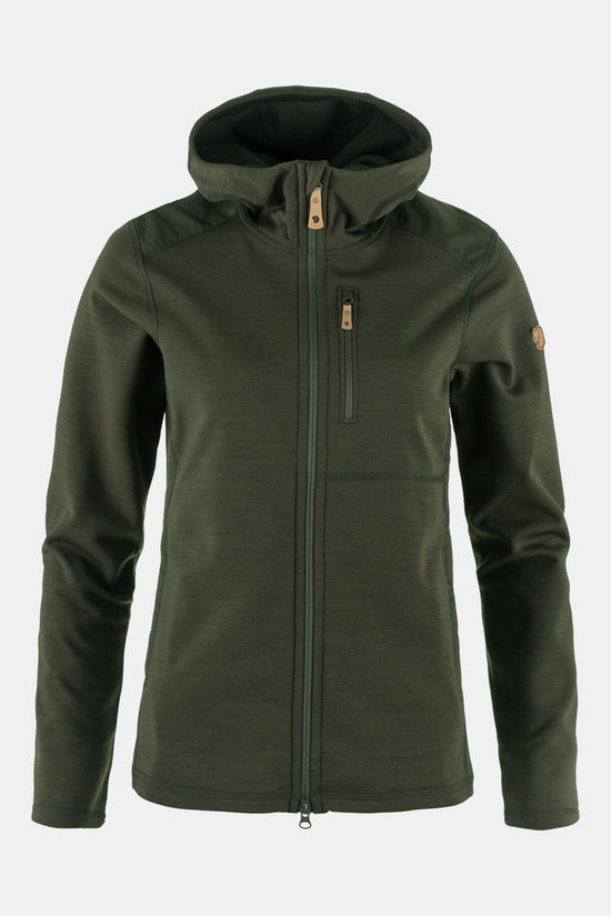 Fjällräven Keb Hoodie Fleecevest Dames dark khaki