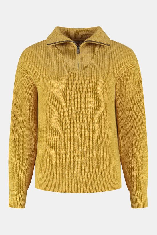 Loop Originals Ritorti Half-Zip Sweater Trui Dames Geel