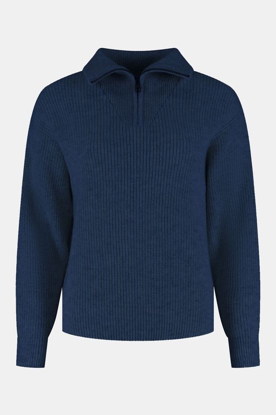 Loop Originals Ritorti Half-Zip Sweater Trui Dames Blauw