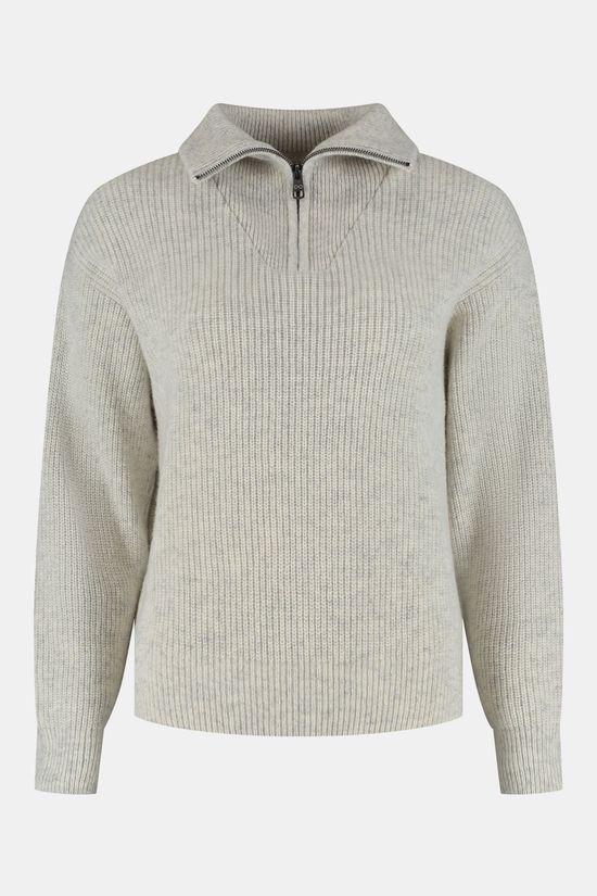 Loop Originals Ritorti Half-Zip Sweater Trui Dames Grijs