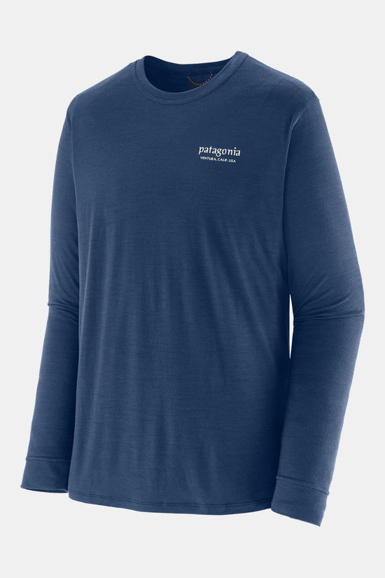 Patagonia Cap Cool Merino Graphic langemouwen shirt Dark Blue/Logo
