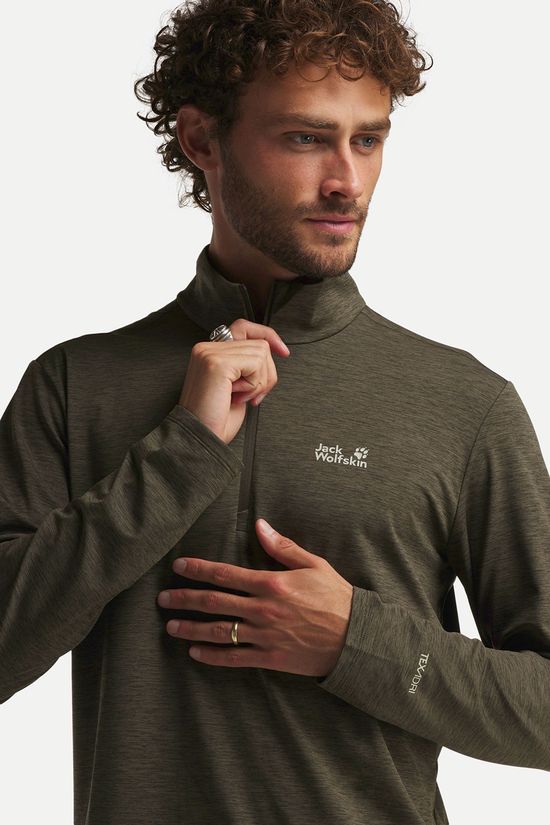 Jack Wolfskin Trail Half Zip Shirt Met Lange Mouwen Heren dark khaki