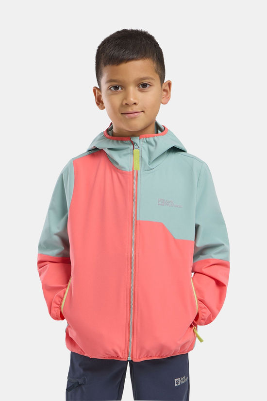 Jack Wolfskin Turbulence Hooded Softshell Jas Junior Fuchsia/light green