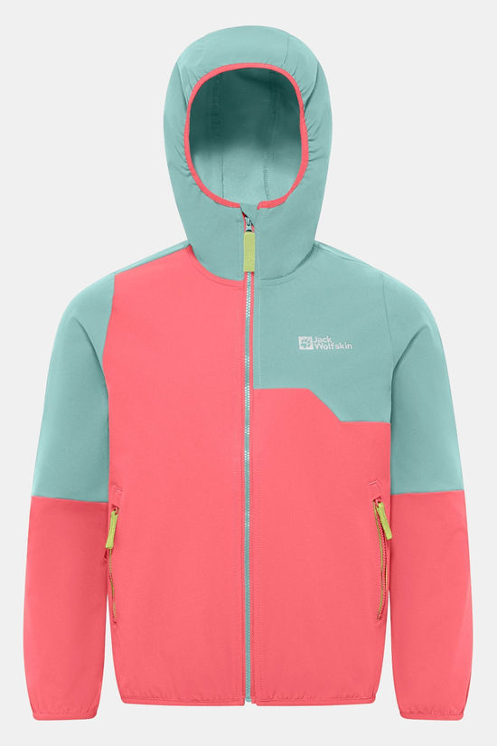 Jack Wolfskin Turbulence Hooded Softshell Jas Junior Fuchsia/light green