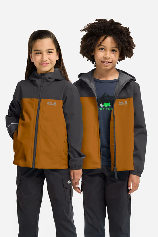 Jack Wolfskin Adventuretribe 2L Regenjas Junior rust/dark grey