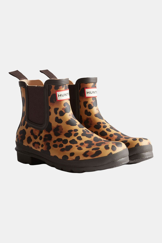 Hunter Original Chelsea Leopard Boot Schoen Dames Dark Brown/Animal Print