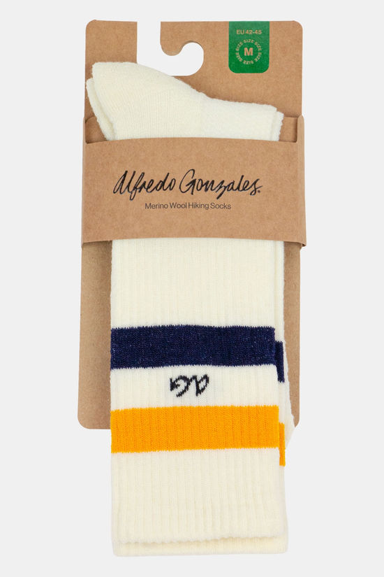 Alfredo Gonzales Merino Athletic Stripe Wandelsok off white/yellow