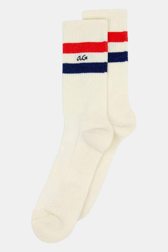Alfredo Gonzales Merino Athletic Stripe Wandelsok off white/red