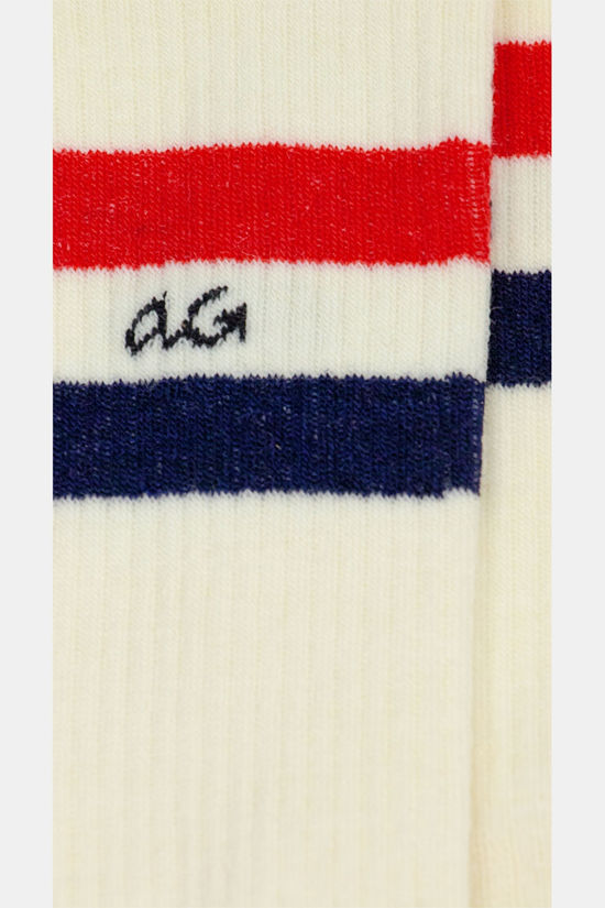 Alfredo Gonzales Merino Athletic Stripe Wandelsok off white/red