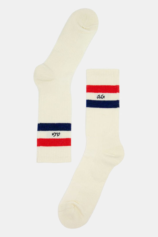 Alfredo Gonzales Merino Athletic Stripe Wandelsok off white/red